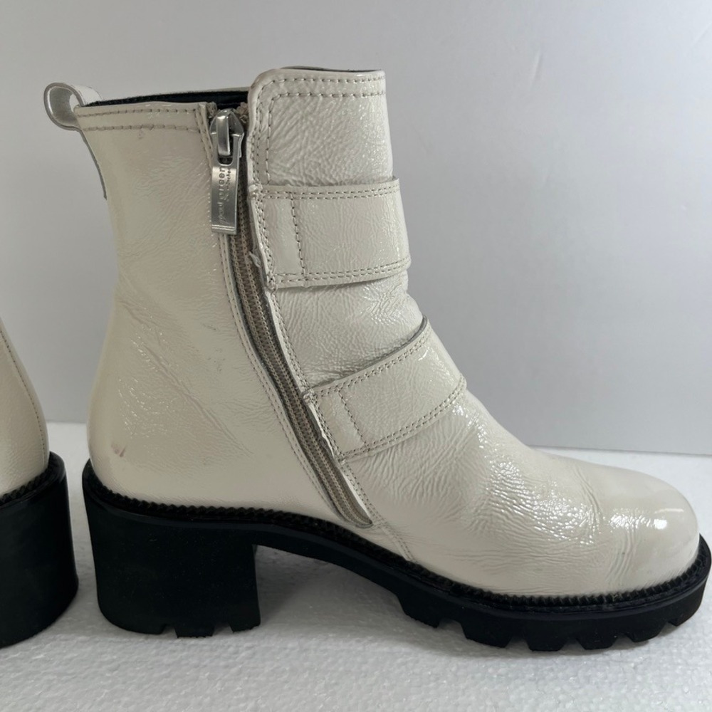 Paul‎ Green Ankle Boots Womens White Sz 6 Block Heel Buckle Accents Zip Up - Picture 10 of 15